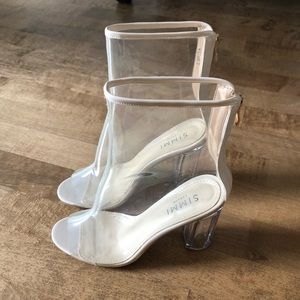 SIMMI Melissa Nude Peep Toe Clear Heel Ankle Boots